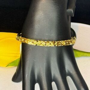 Calvin Klein 8 inch Gold Tone Thick Weave Bracelet